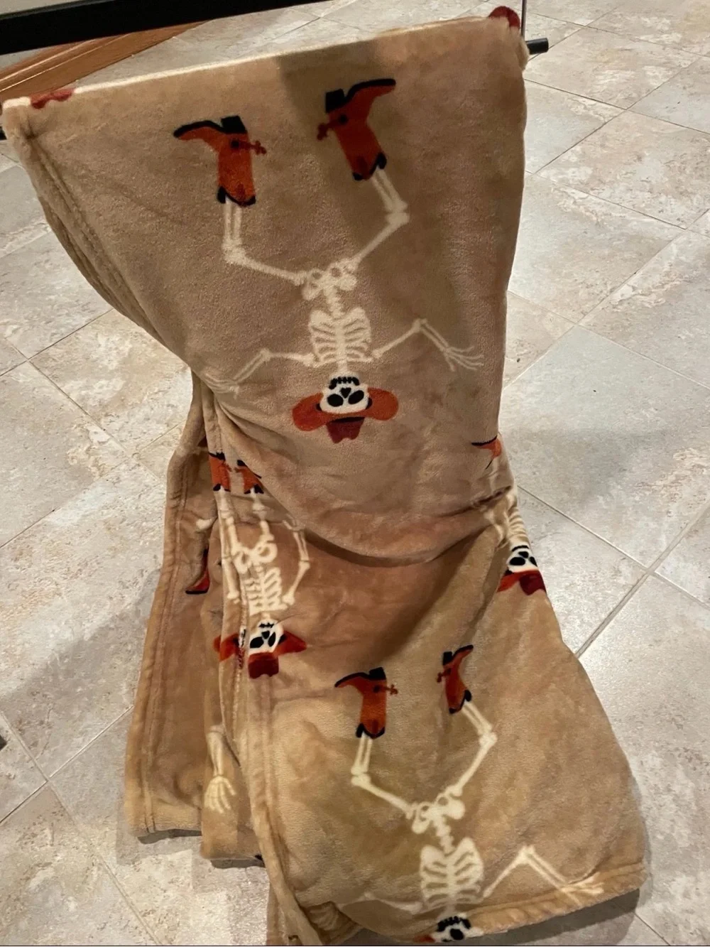 NWT Wrangler oversized Plush Blanket Halloween Cowboy Skeleton Pattern